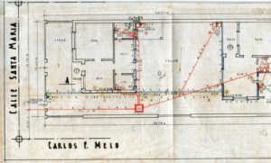 Plano de Agua o Cloaca y pulivial de una casa