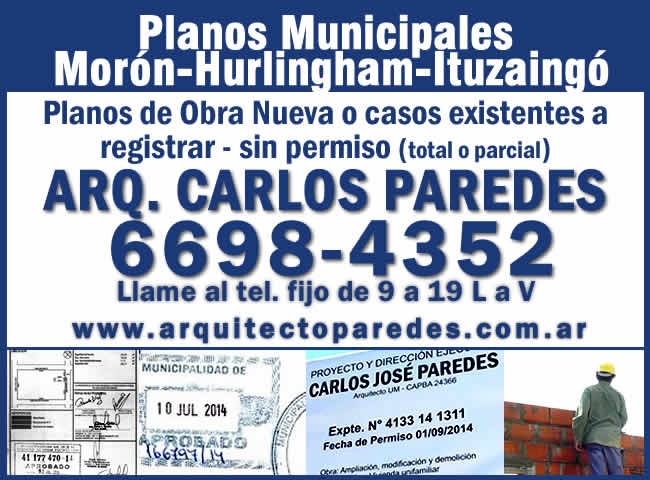 Planos Municipales Partidos de Hurlingham, Morón e Ituzaingó. Arq Carlos Paredes